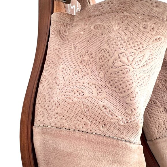 Miz Mooz Guava Lace-Embossed Leather Slingback Sandals Size 39 EU 9 US - Picture 4 of 14